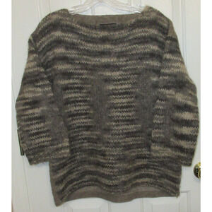 Gemelli Italy Brown Alpaca/Wool Blend Boat Neck 3/4 Sleeve Sweater Women’s M